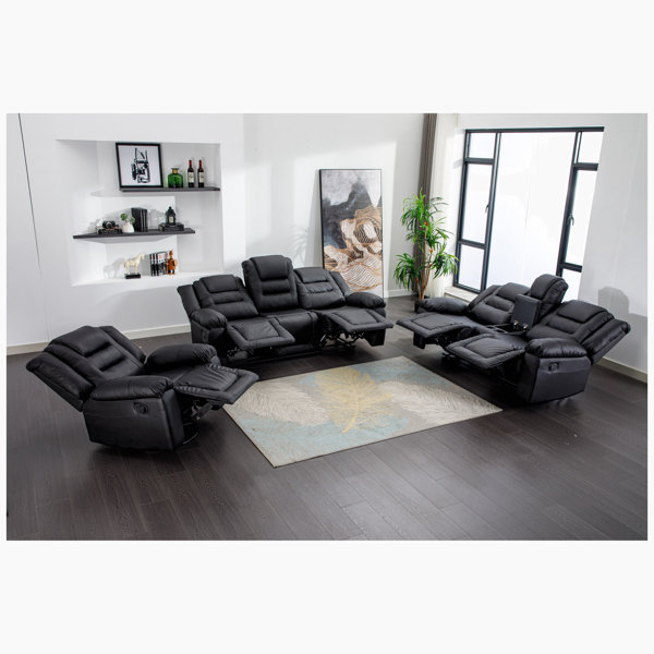 Wildon Home® Nini 3 Piece Faux Leather Reclining Living Room Set